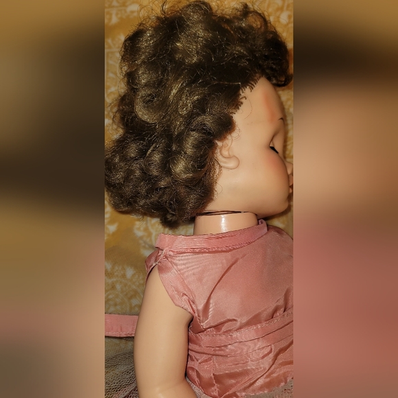 VTG 1950s IDEAL SAUCY WALKER 22" GIRL DOLL w PINK DRESS, BROWN HAIR, BLUE EYES - Picture 15 of 16